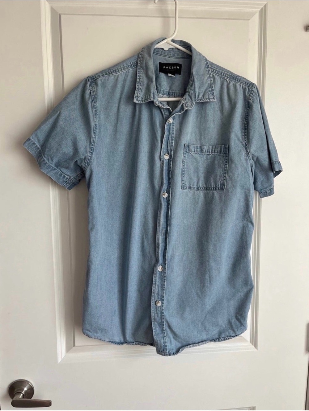 PacSun Light Blue Short-Sleeve Denim Button-Up Shirt